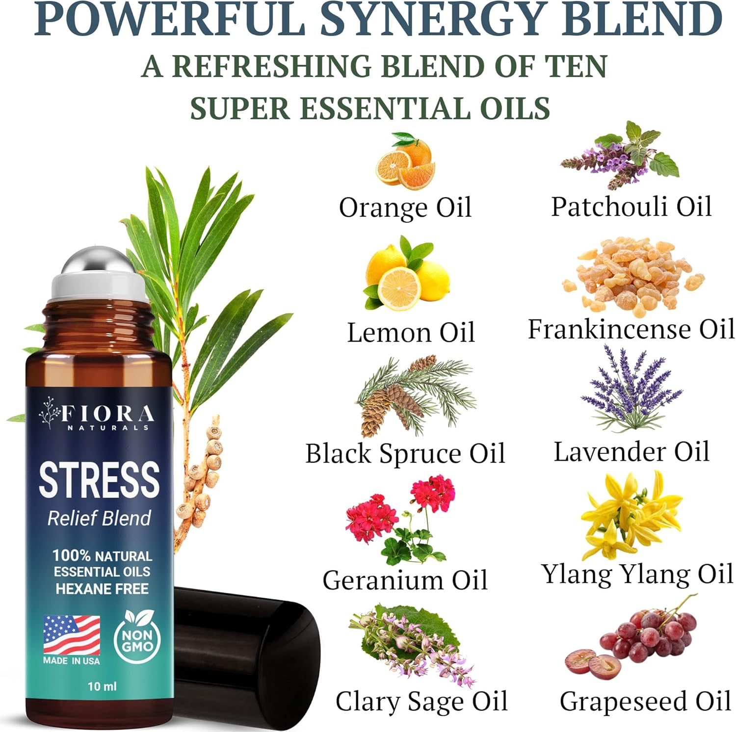 Stress Relief Essential Oil Roll On – Calming Essential Oils Blend for Relaxation & Wellness Rituals - Aromatherapy Roller, Destress Gifts for Women & Men by Fiora Naturals - Image 5