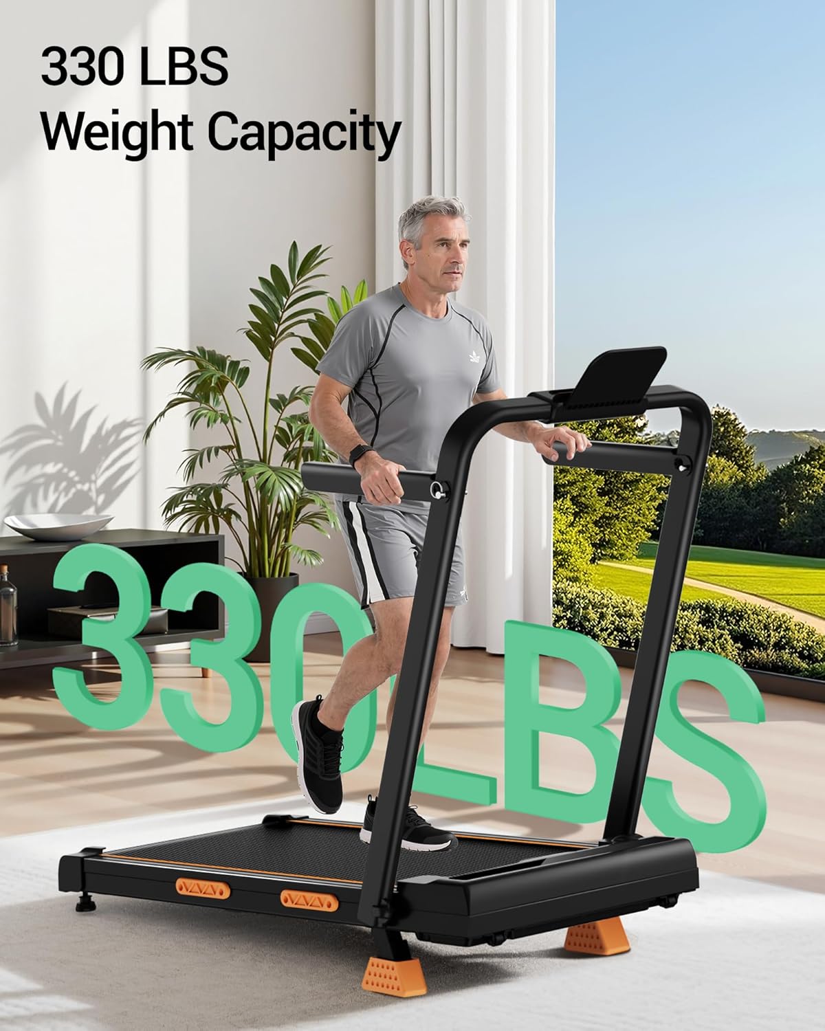 4-in-1 Walking Pad Treadmill with 15% Incline, Quiet Under Desk Treadmills for Home & Office, Compact Foldable Treadmill with Handles and 2.5HP Brushless, 330 LBS Capacity - Image 4