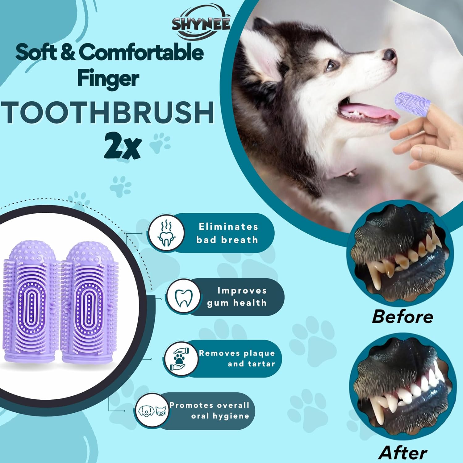 8PCs Dog Grooming Kit - Dog Shampoo Brush | Washing Gloves | Adjustable Dog Bath Brush | Dog Paw Cleaner | 2X Toothbrush | Dog Scrubber For Bath & Massage - Grooming & Bath Supplies for Dogs and Cats - Image 6