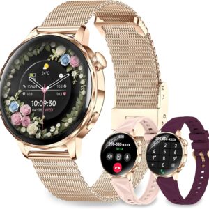 Smart Watches for Women, 1.27” Smartwatches (Answer/Make Calls) Compatible with iPhone/Android Phones, IP68 Waterproof Fitness Tracker Watch with Sleep Monitor,100+ Sports Modes (Rose Gold)