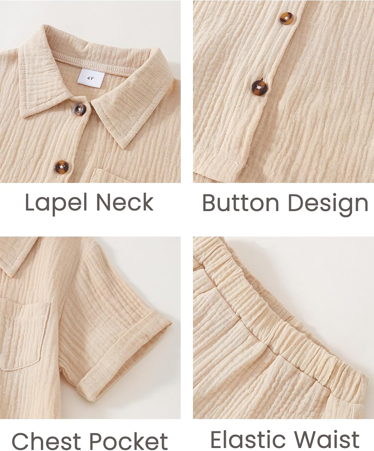 Baby Boys Summer Clothes Toddler Boys Button-down Shirt Tops + Shorts Outfit 2PCS 6 Months-7 Years - Image 4