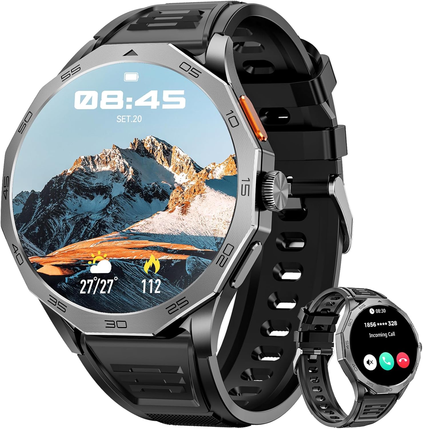 Military Smart Watch for Men 1.85" HD Ultra Screen Touch Screen 710mAh Battery Smart Watches for Android iOS (Bluetooth Call Answer/Dial Calls) Fitness Tracker with 100+ Sports