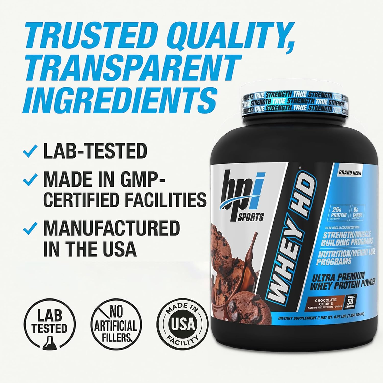 BPI Sports Whey HD Ultra Premium Protein Powder Isolate | Workout Whey Protein Powder For Men & Women for Muscle Gain | Milk Protein Concentrates | Chocolate Cookie/ Vanilla Caramel, 4.07 Pound - Image 6