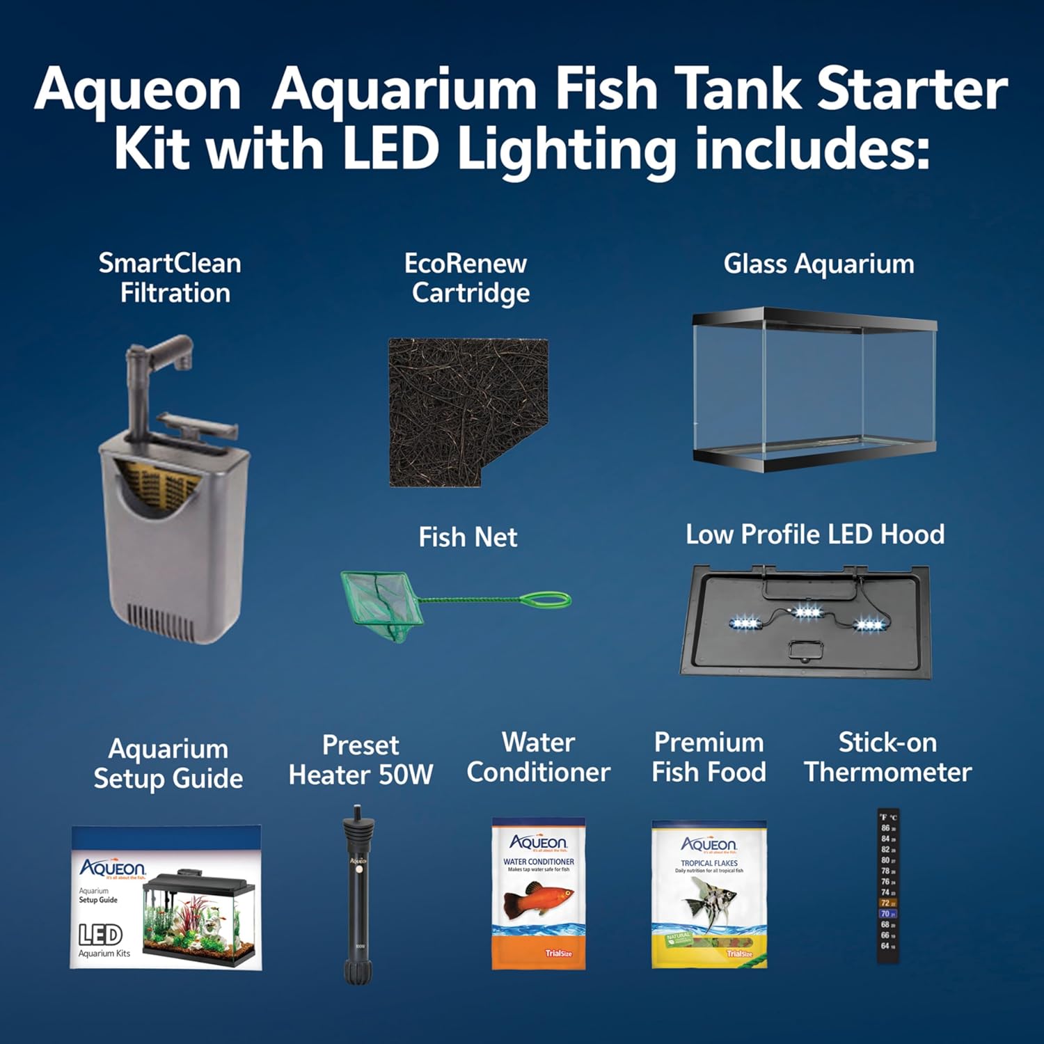 Aqueon Aquarium Starter Kit with Smart Clean Filtration and LED Lighting, Freshwater and Saltwater Fish, 20-Gallon - Image 3