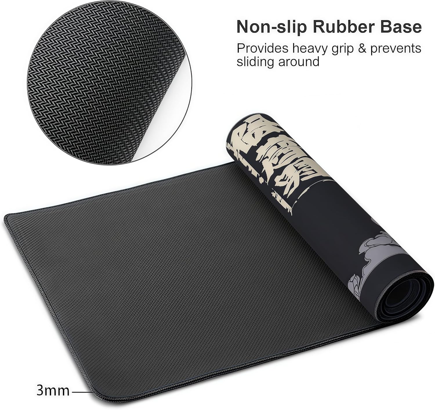 Gaming Mouse Pad, XXL Non-Slip Rubber Base, Waterproof with Stitched Edges, Japanese Demon Mask Design, 35.4 x 15.7 inches - Image 4