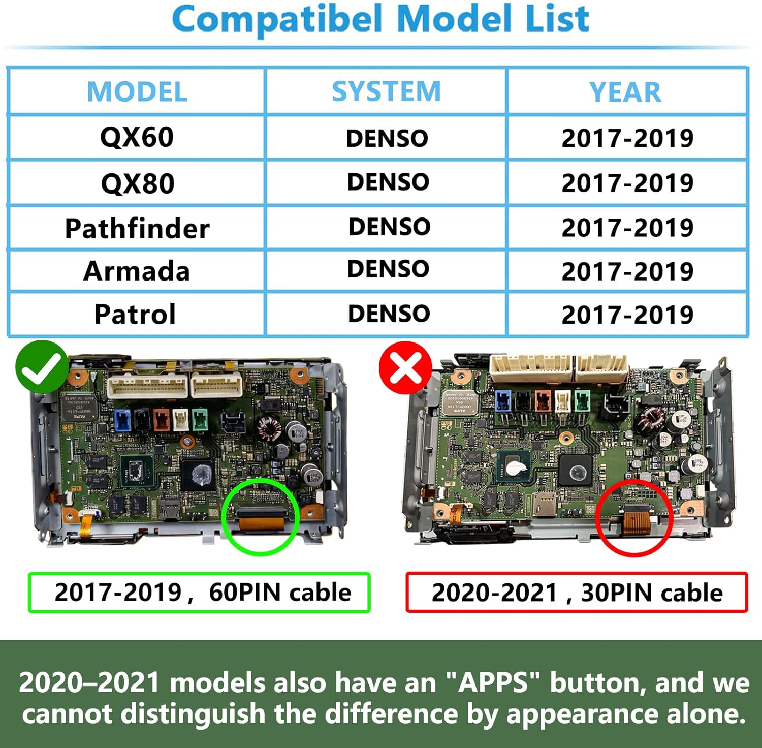 Wireless CarPlay & Android Auto Module Compatible with Infiniti QX60/QX80/Q70 & Nissan Pathfinder/Armada 2017-2019 (NO APPS Button = NO FIT) - Image 7