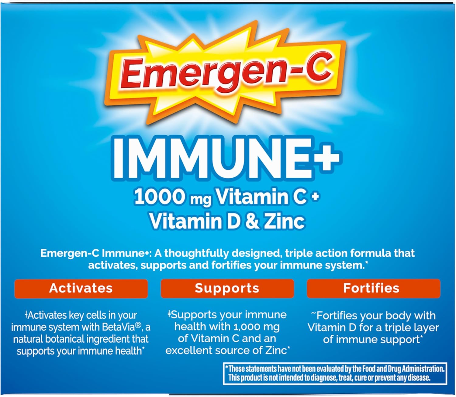 Emergen-C Immune+ Triple Action Immune Support Powder, BetaVia (R), 1000mg Vitamin C, B Vitamins, Vitamin D and Antioxidants, Super Orange – 50 Count - Image 11