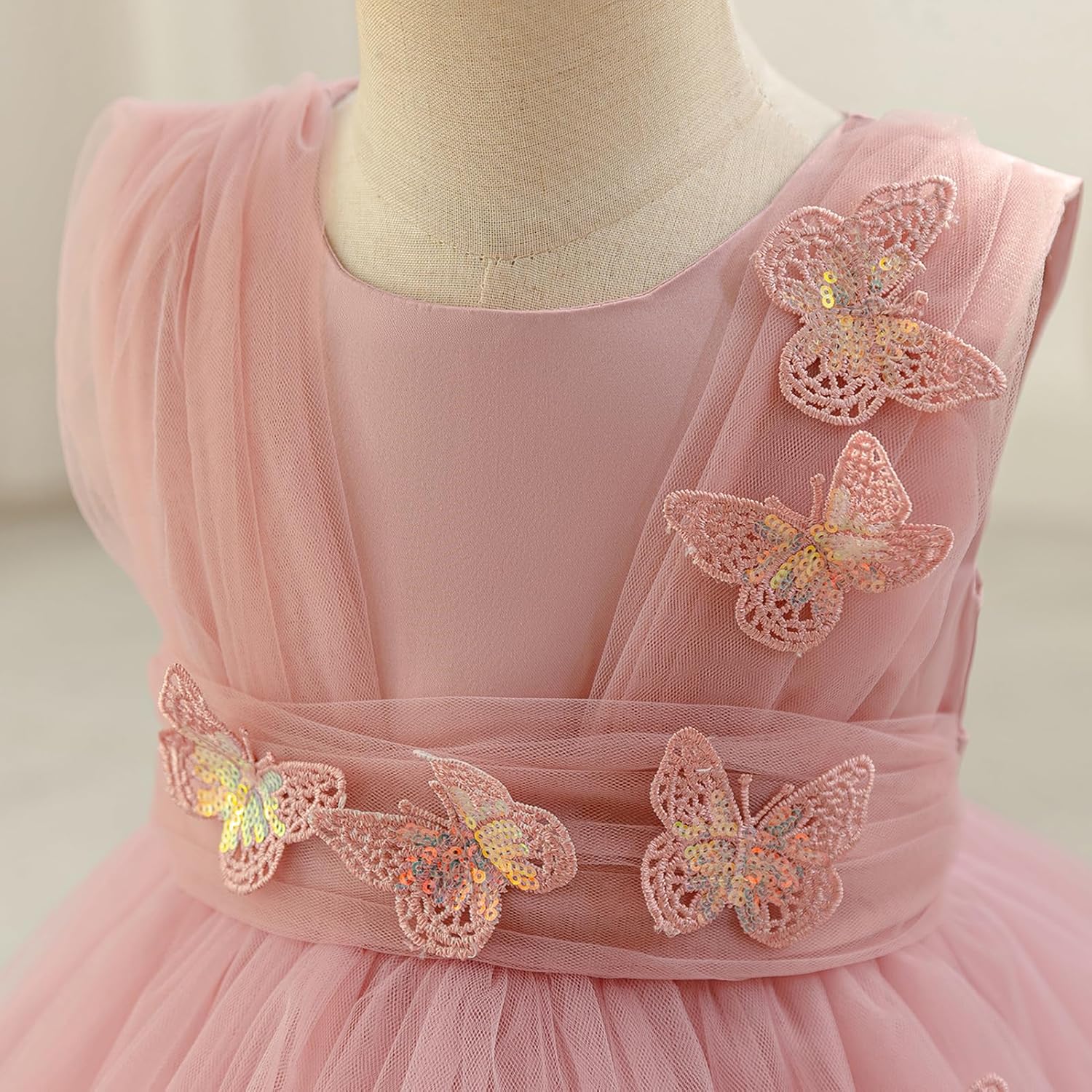 AWIBMK Kids Baby Girls Birthday Pageant Flower Girl Dresses for Wedding Party Formal Sequins Butterfly Dresses - Image 2