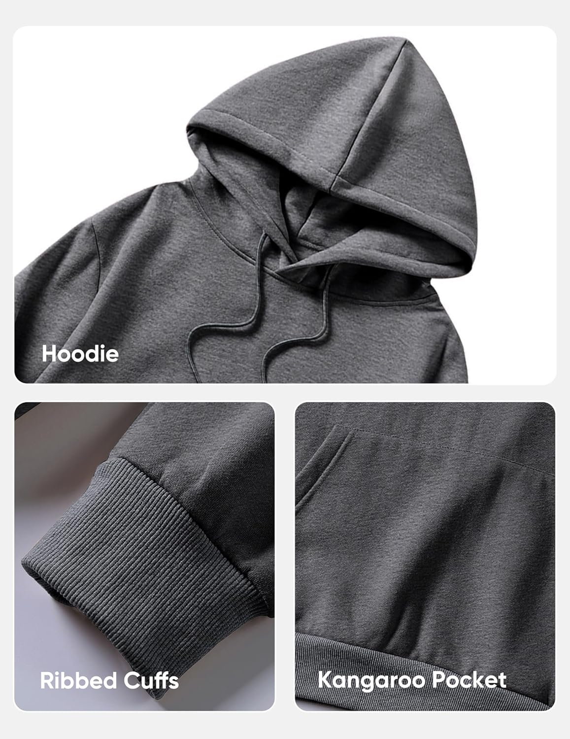 JMIERR Mens Casual Cotton Hooded Collar Drawstring Hoodies Pullover Sweatshirts Casual Long Sleeve Shirts - Image 9