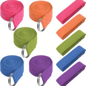 10 Pieces 8ft Yoga Strap for Stretching Bulk with Adjustable Metal D Ring Buckle Loop Exercise Band Stretching Belt for Fitness Gym Workout Pilates Physical Therapy