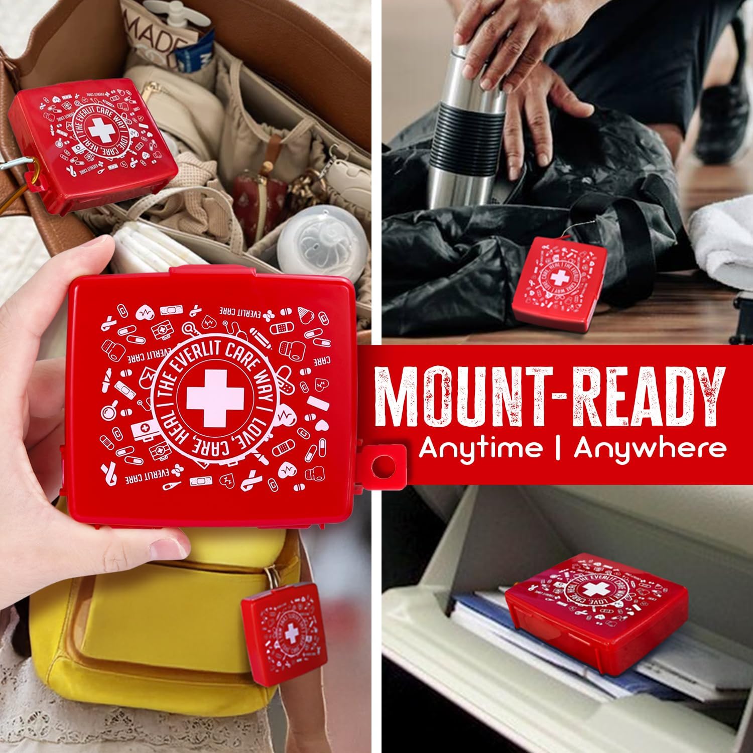 EVERLIT Pocket-Aid Mini First Aid Kit | Compact, Portable Hard-Shell Cases of 50 Items | Cuts, Scrapes, Wound Care Essentials for Travel, Outdoor, School, Camping, Home, Office (12 Packs | 600 Pcs) - Image 3