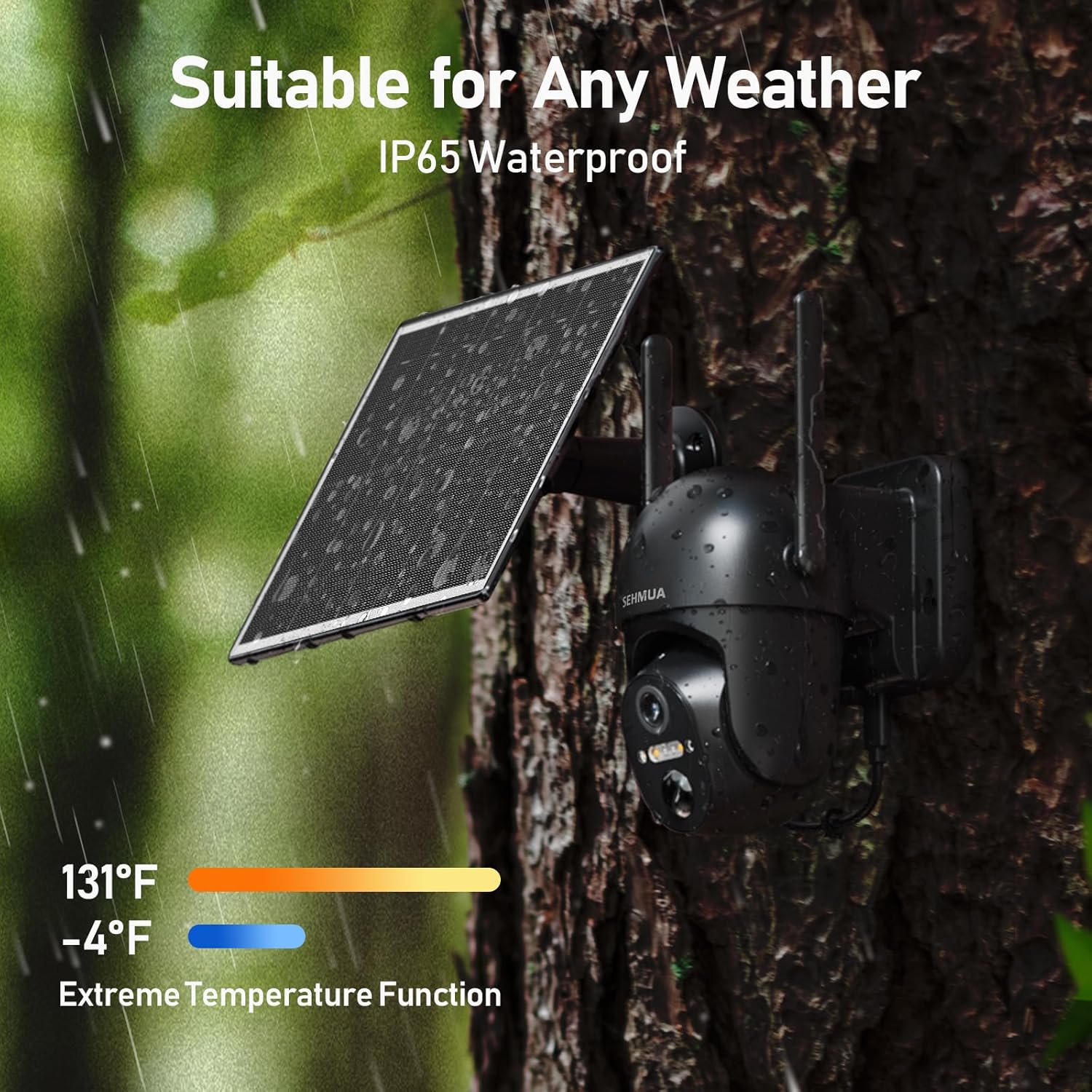 SEHMUA 4G LTE Cellular Solar Security Camera Wireless Outdoor, No WiFi Solar Powered Camera, 360° Live View, 2K Color Night Vision, PIR Motion Sensor, 2 Way Talk, Built in SIM Card - Image 7