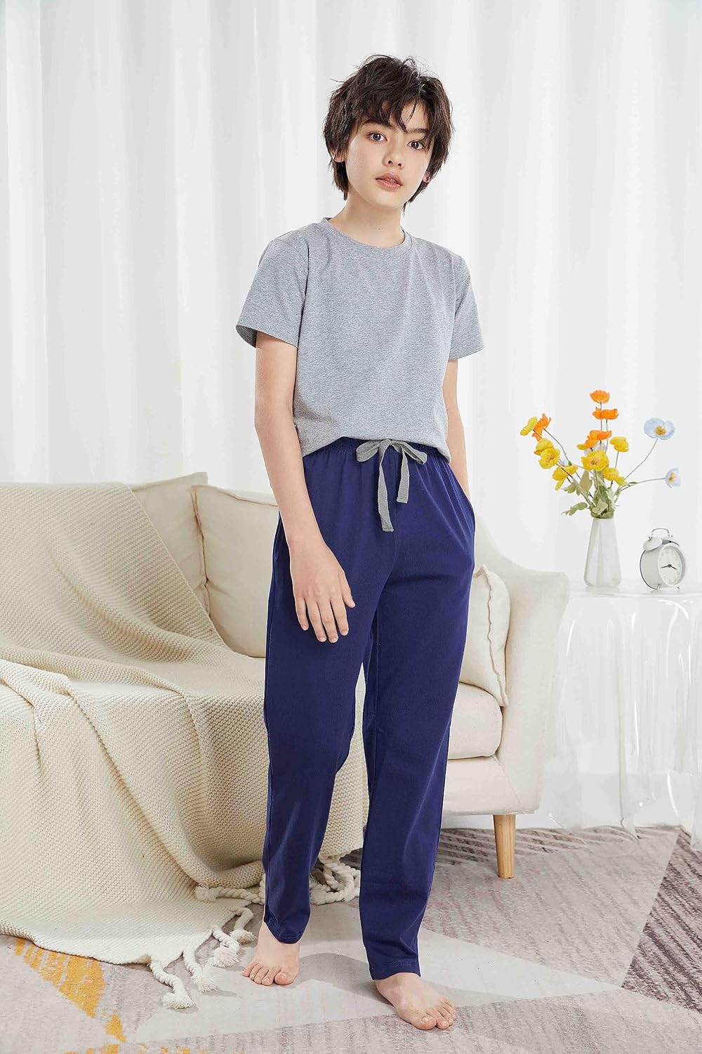 HiddenValor Boys Knit Cotton Pajama Lounge Pants with Pockets - Image 3