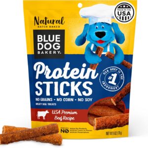 Blue Dog Bakery Protein Jerky Meat Sticks, Made w/USA Beef #1 Ingredient, Healthy Dog Treats, All Natural, 6 oz (Pack of 1)