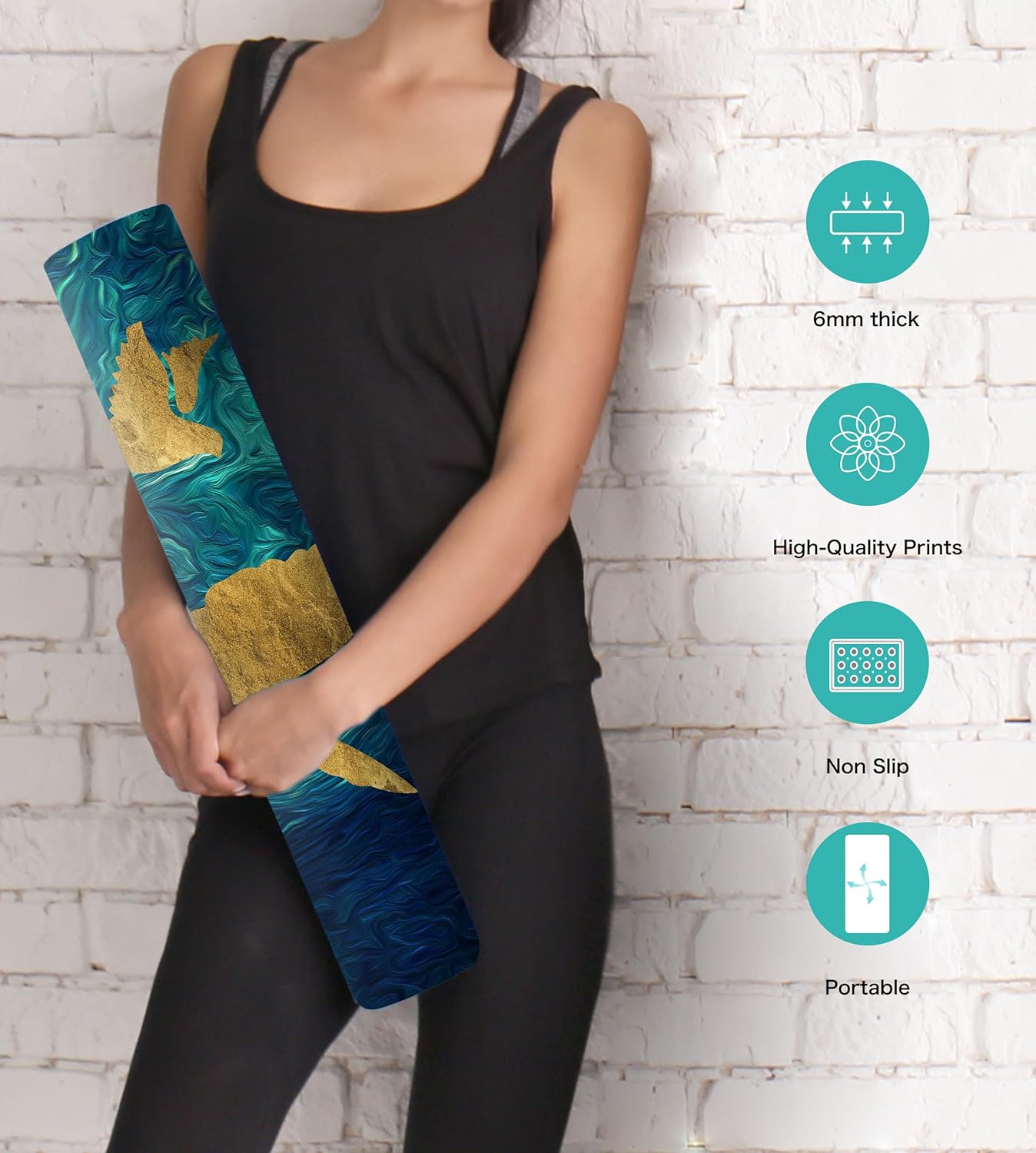 Non Slip Yoga Mat TPE Workout Mat for Men Women, Thick Workout Mat with Carrying Strap, Fitness Mats for Exercise, Yoga, Fitness, Pilates, Floor Workouts (72" x 24" x 6mm) - Image 4