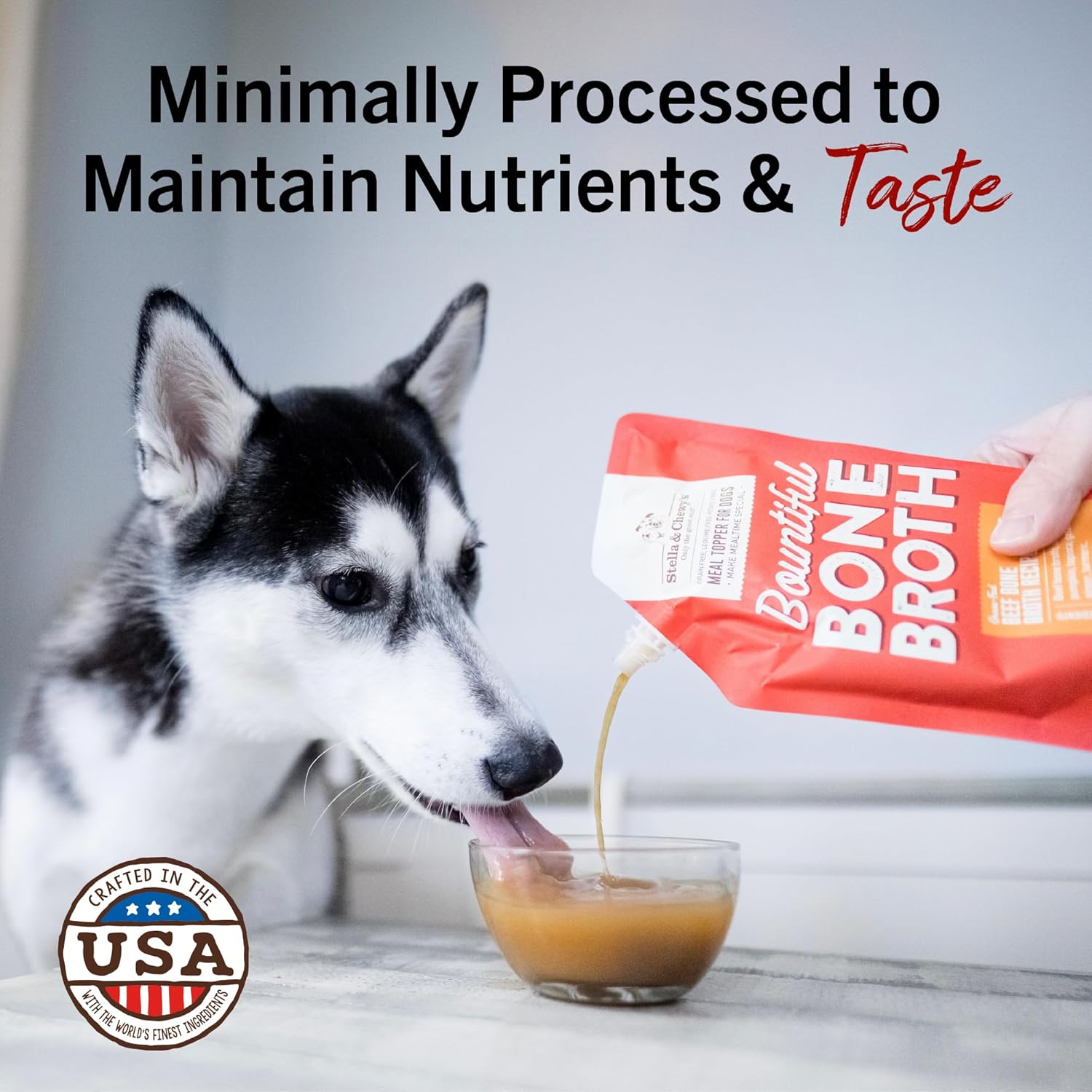 Stella & Chewy's Human-Grade Grass-Fed Beef Bone Broth for Dogs - Joint & Gut Health Liquid Food Topper with Collagen & Turmeric, 16 Fl Oz Resealable Pouch - Image 3
