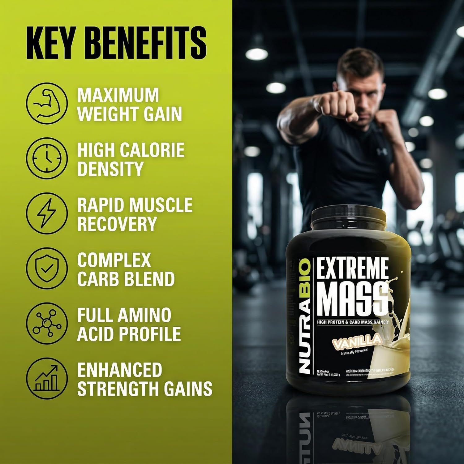 NutraBio Extreme Mass Gainer Protein Powder, 53G Protein, Clean Weight Gainer, Increase Muscle Mass, Full Spectrum Amino Acid - Vanilla, 6 Pound - Image 5