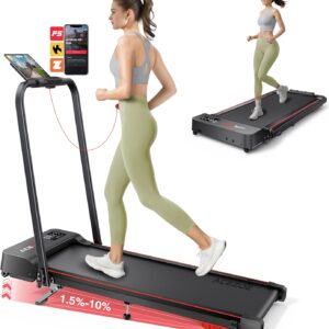 Acezoe Walking Pad with 3-Level 10% Incline, Foldable Treadmill for Home Small Office, Compact Portable Under Desk Treadmill with Handle,Dual LED Display, APP & Remote, 300 lbs Capacity