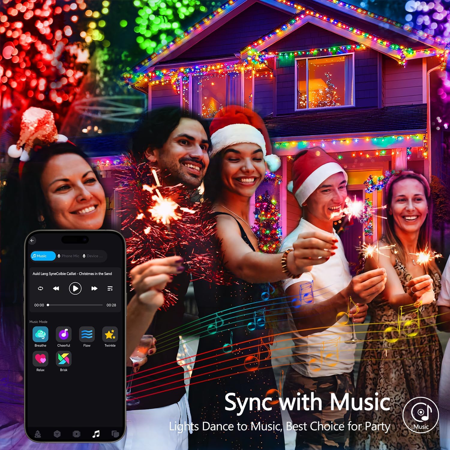 JMEXSUSS 100 LED Color Changing String Lights, 33ft String Lights Indoor with Remote & APP, Clear Wire Smart Twinkle Christmas Light Plug in for Daily Easter Independence Day Halloween Xmas - Image 4