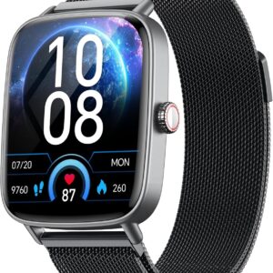 Smart Watch for Women, 1.85″ HD Smartwatch Compatible iPhone/Samsung/Android (Answer/Make Calls), 100+ Sport Modes Fitness Tracker with Heart Rate/Sleep/SpO2 Monitor, IP68 Waterproof, Metal Band