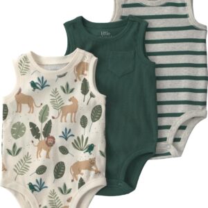 little planet by carter’s unisex-baby 3-pack Short Sleeve Bodysuits Made With Organic Cotton