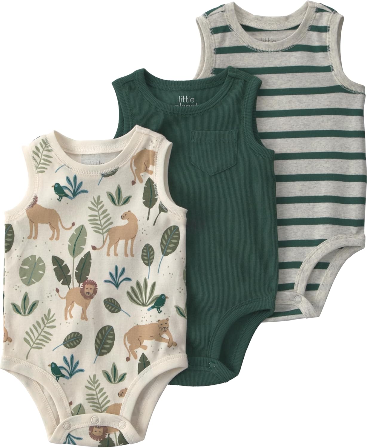 little planet by carter's unisex-baby 3-pack Short Sleeve Bodysuits Made With Organic Cotton