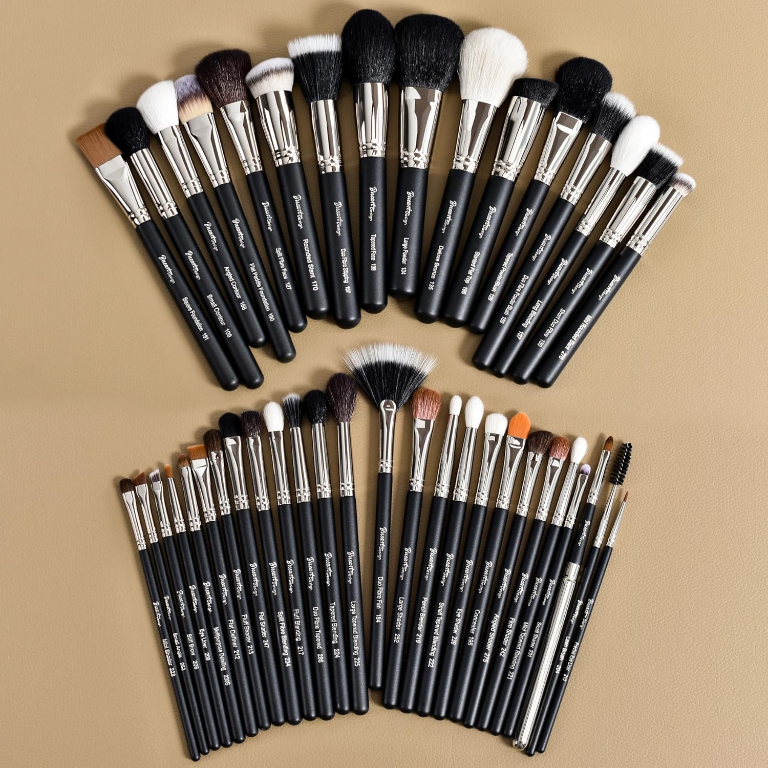 Makeup Artist MUST HAVES 42Pcs Makeup Brushes Set with Real Natural Goat Hair By BUEART DESIGN (42Pcs Matte Pearl Black) - Image 6