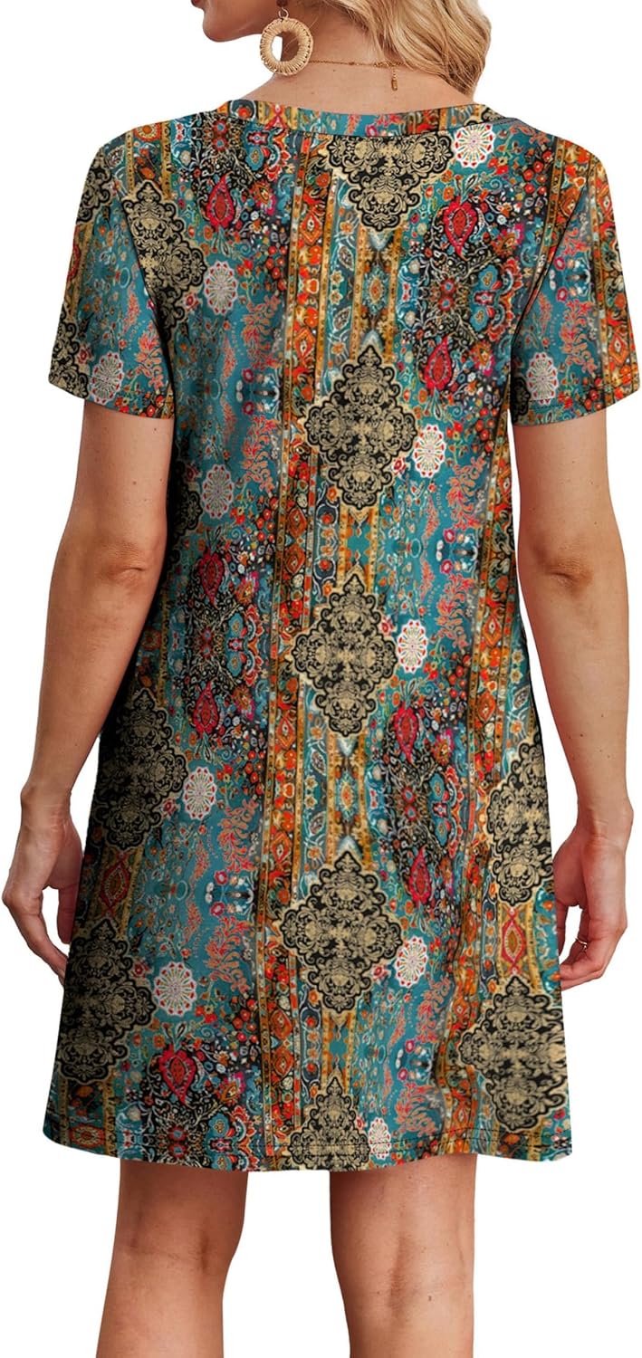 WIHOLL Boho Summer Dresses for Women Casual Loose T Shirt Dress with Pockets Beach Vacation Outfits S-4XL - Image 4