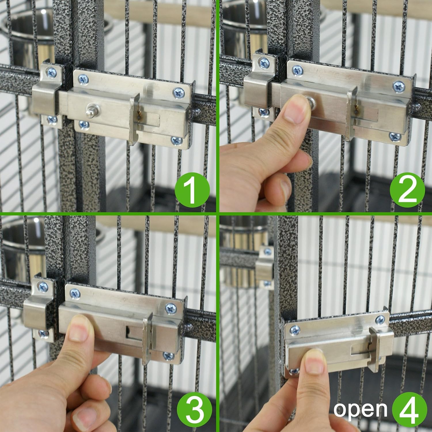 SUPER DEAL 68-inch Large Bird Cage with Rolling Stand African Grey Parrot Chinchilla Finch Cage Conure Cockatiel Cockatoo Pet House Wrought Iron Birdcage, Black - Image 8