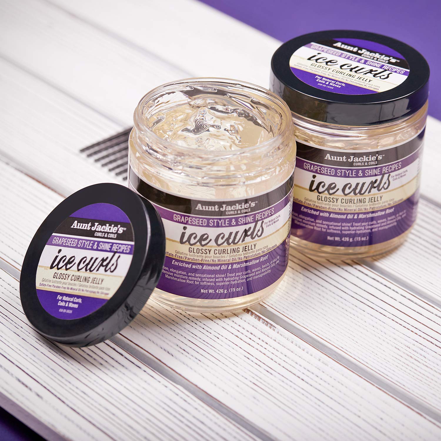 Aunt Jackie's Grapeseed Style and Shine Recipes Ice Curls Glossy Curling Jelly, Hydrates, Softens, Makes Waves, Curls and Coils Easier to Style, 15oz - Image 4