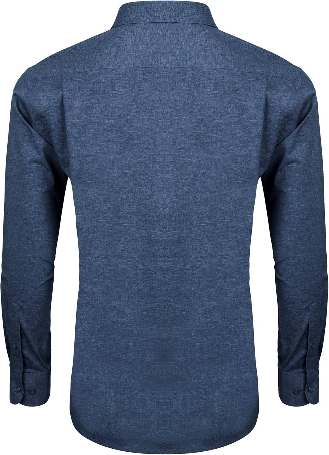 Men's Linen-Textured Stretch Summer Wrinkle Free Dress Shirt Long Sleeve Heather Chambray Button Down Shirts - Image 3