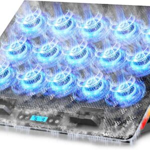 AICHESON Gaming Laptop Cooling Pad with 15 Cooler Fans, RGB Ultimate Computer Stand Base with Silent Fans for 15-18 Inch Laptops, Blue LED Lights