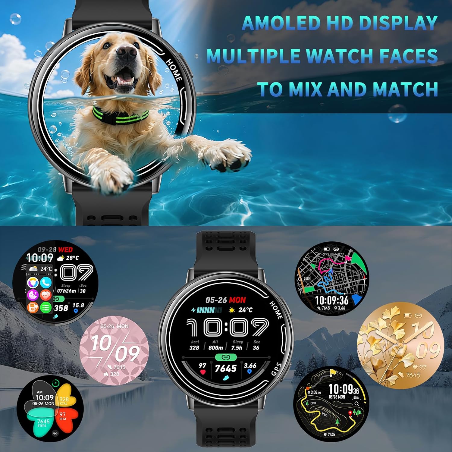 GPS Smart Watch for Men, 1.39" AMOLED Screen Smartwatches, GPS, AI, Bluetooth Call & Text, Health, 100+ Sport Modes Sleep 3ATM Waterproof Activity Fitness Tracker, Smartwatch for Android iPhone - Image 4