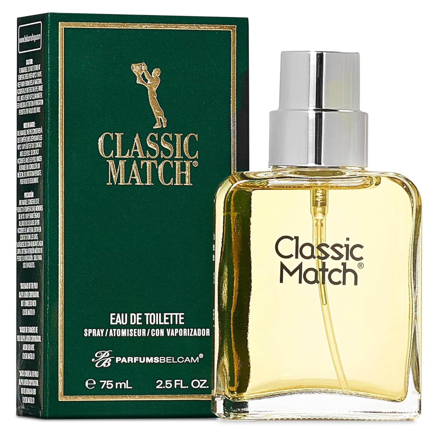 PB ParfumsBelcam Classic Match Green Eau De Toilette Spray for Men – Fresh Chypre Cologne, Bergamot, Basil, Musk, Long-Lasting Masculine Fragrance, Signature Scent – 2.5 Fl Oz