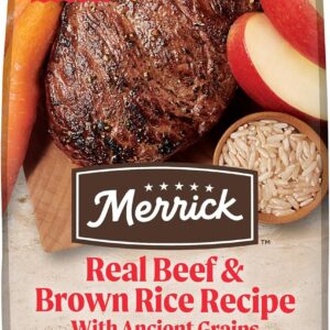 Merrick Healthy Grains Premium Adult Dry Dog Food, Wholesome And Natural Kibble With Beef And Brown Rice – 4.0 lb. Bag
