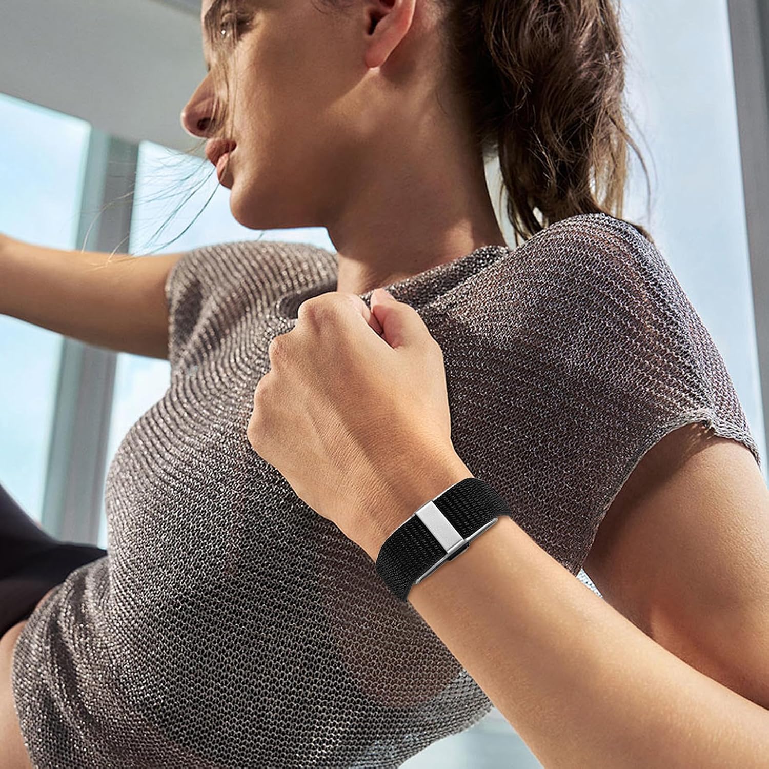 5 Pack Nylon Loop Wristband Compatible with Hume Band Replacement, Hook and Loop Breathable Soft Strap for Fitness Tracker Women Men - Image 6