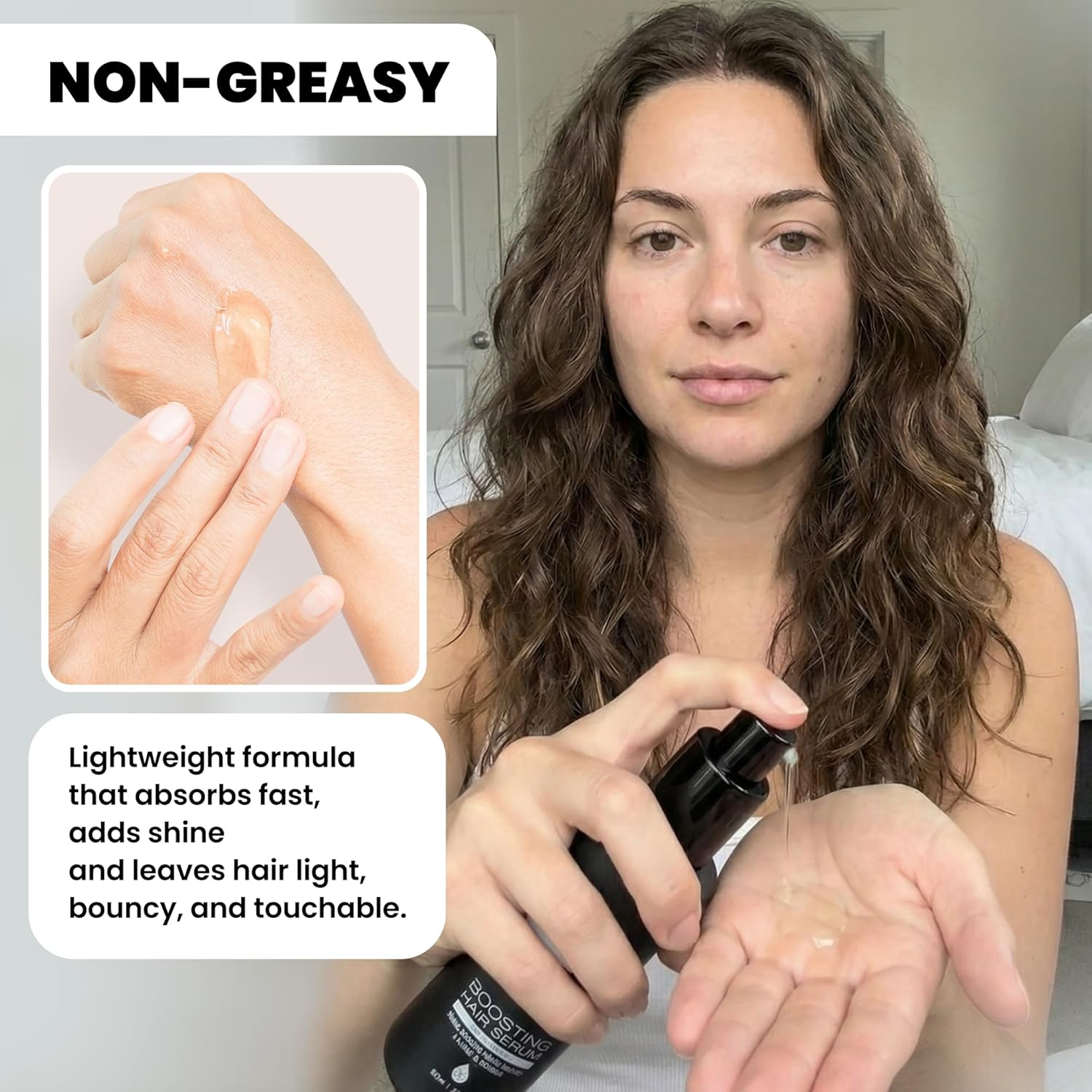 Nubi Marula Anti Frizz Serum - Smoothing Serum for Dry Hair Repair and Shine with Vitamin E, Aloe Vera - 2 Fl Oz - Image 6