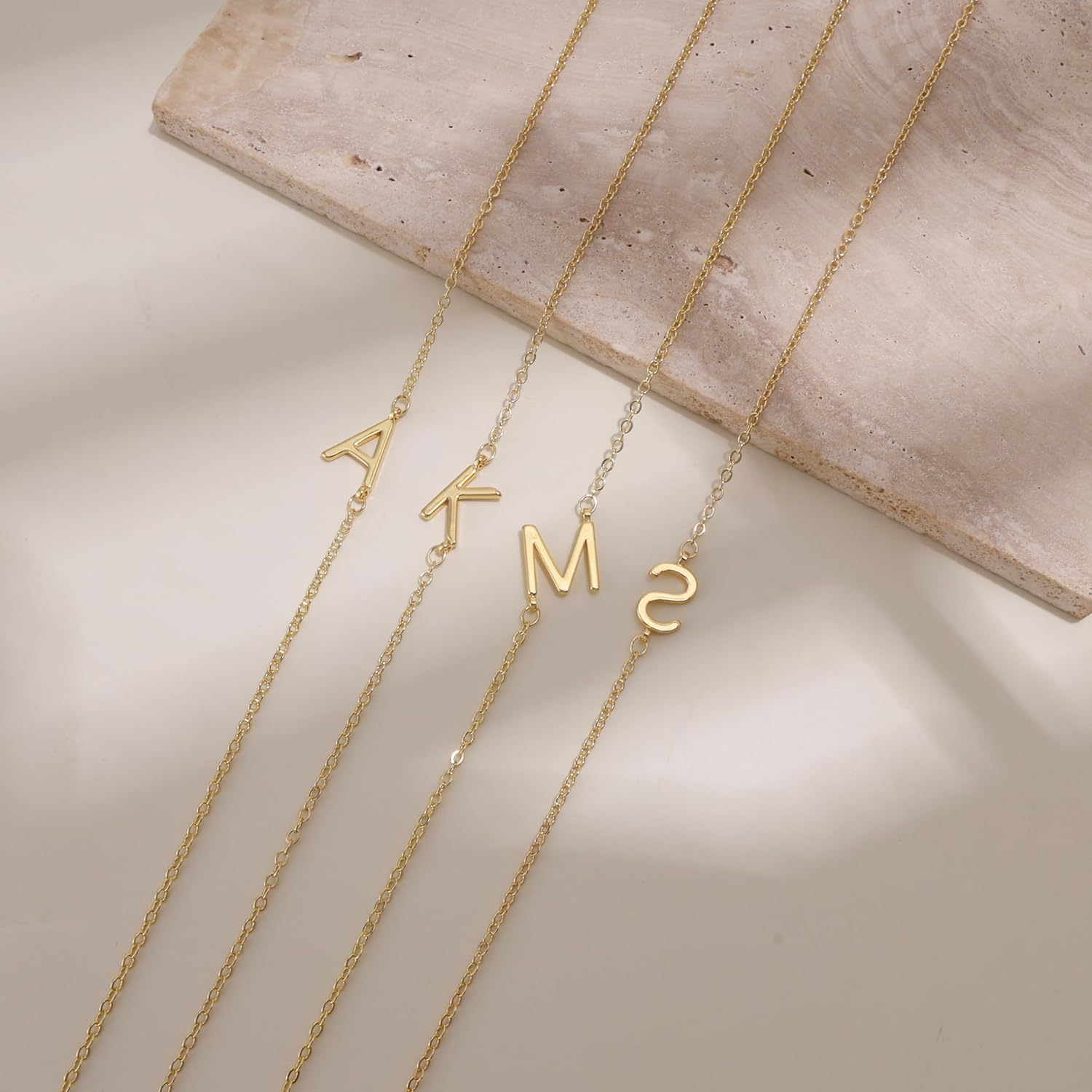 LuckFairy Initial Necklaces for Women, Dainty Gold Letter Necklace 14k Gold Plated Sideways Initial Necklace Cute Name Simple Choker Necklaces for Women Trendy Jewelry Gifts - Image 5