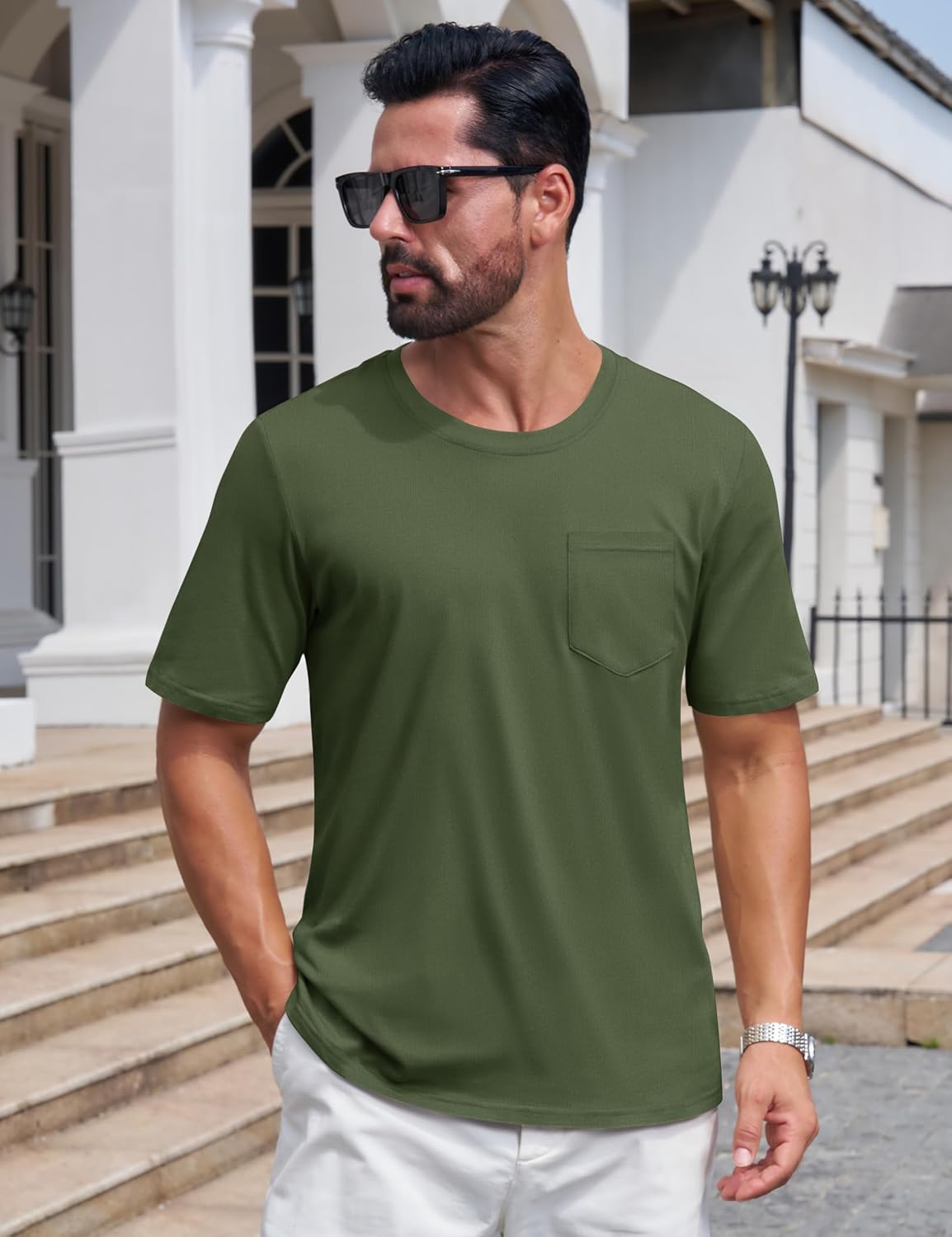 Cotrasen Mens T-Shirts Cotton Short Sleeve Pocket Tee Shirt Casual Crew Neck Moisture Wicking Soft Basic T Shirts - Image 8