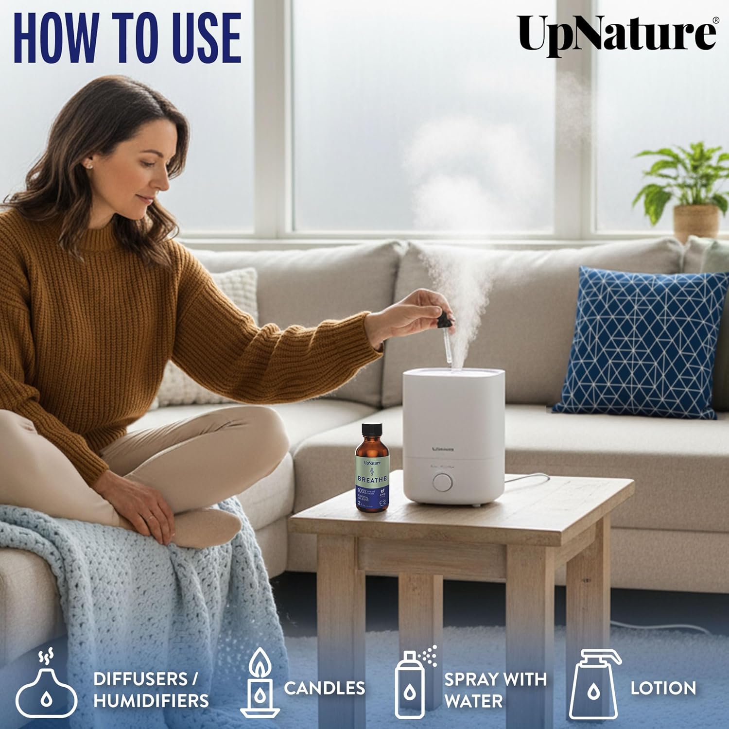 UpNature Breathe Essential Oils Blend (Large 2oz) Breath Relief Eucalyptus and Menthol Blend - Essential Oils for Diffusers for Home Humidifier - Vaporizer Liquid Aromatherapy Oils - Image 5