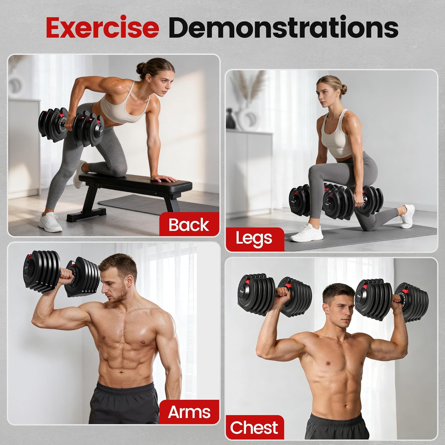 Yagud Adjustable Dumbbell Set, 52.5/90 lbs Weights Dumbbells, 1 Hand Rotation, Safety Lock System, Anti-Slip Textured Handle, Space-Saving Dumbbell Set for Full-Body Home Gym - Image 7