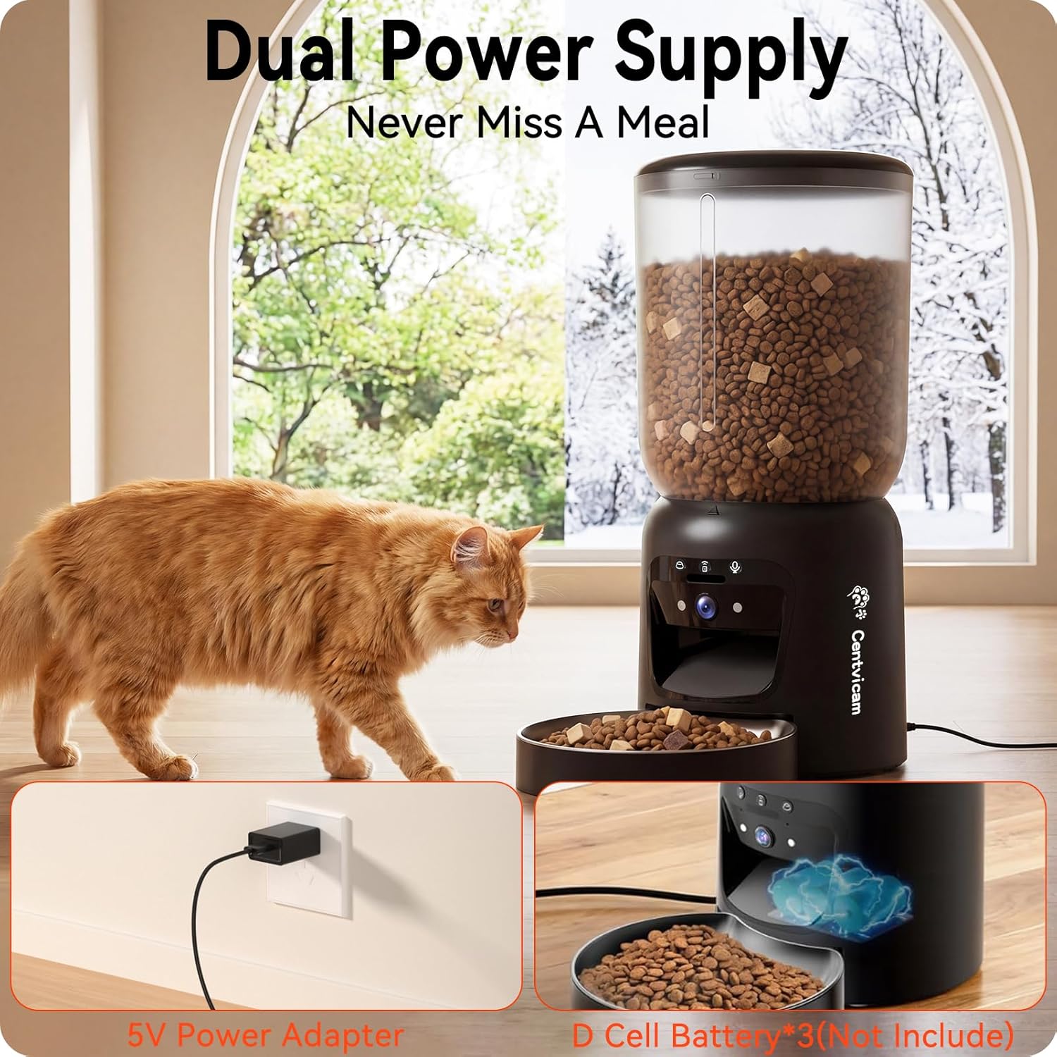 Automatic Cat Feeder with 2K HD Camera: 5G WiFi Automatic Dog Feeder with Night Vision, Auto Cat Food Dispenser with 6L Large Food Storage for Multiple Pet, Detachable for Easy Clean -24 Cup - Image 8