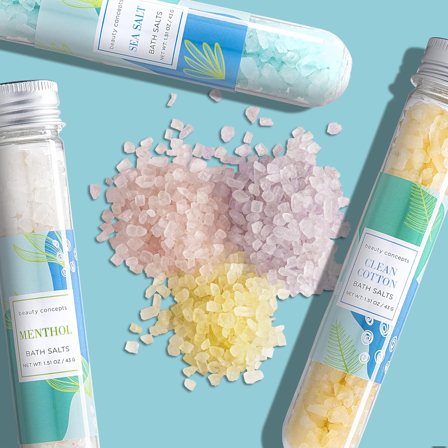 B.C. Beauty Concepts Aromatherapy Bath Salts- Epsom Salts for Soaking, Relaxing Bath Spa Set, Scented in Vanilla Almond, Shea Butter, Sweet Mint, Honey Rose, and Lavender, Relaxing Beach - Image 4