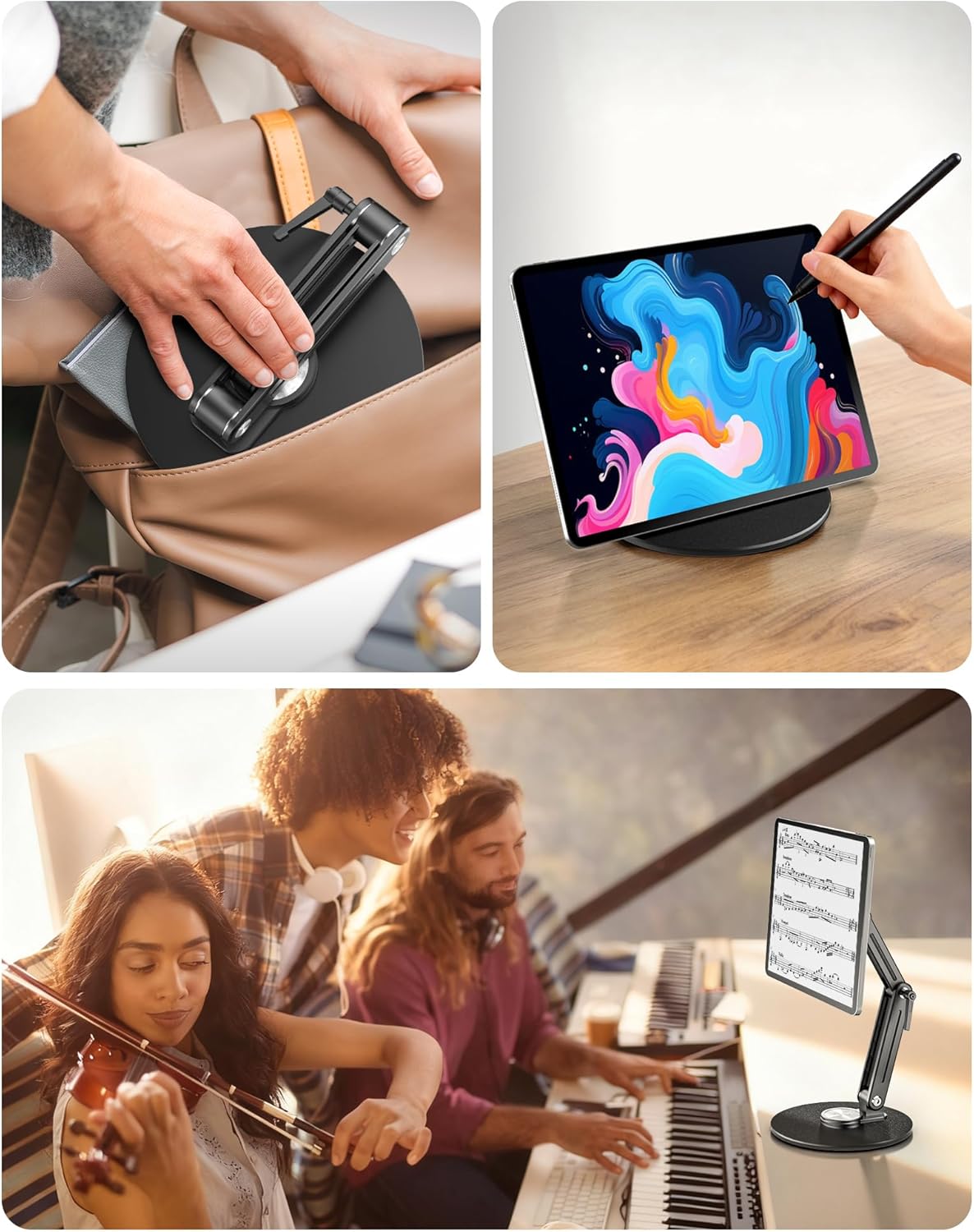 Jakeko Magnetic Portable Monitor Stand 15.6" - VESA Mount 75mm 13.3" 14.1" 15.6" 17.3" 18.5 inch Screen for Desk Adjustable Foldable 360° Swivel Tool-Free - Image 5