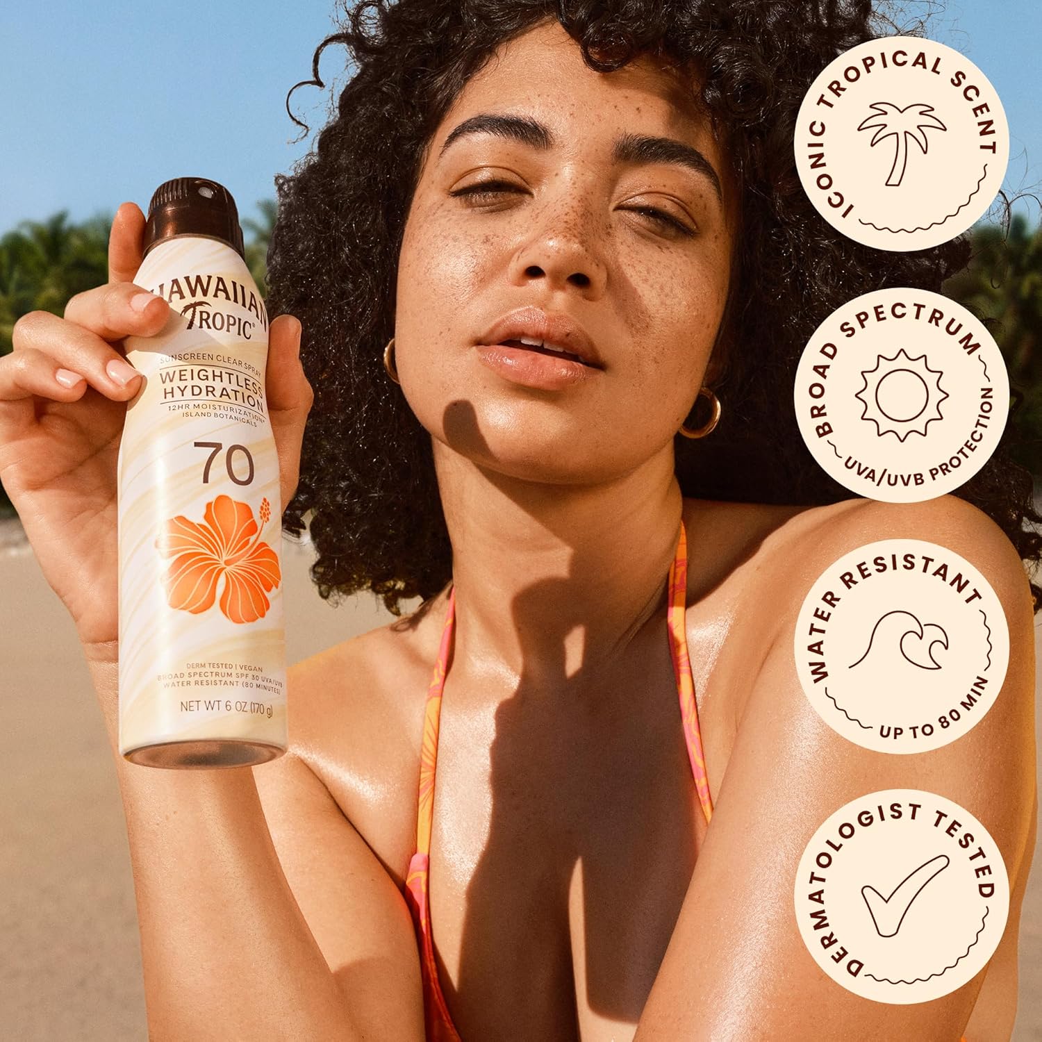 Hawaiian Tropic Weightless Hydration Sunscreen Spray SPF 70, 6oz | High SPF Sunblock, Oxybenzone Free, Hawaiian Tropic Spray Sunscreen, 6oz - Image 6