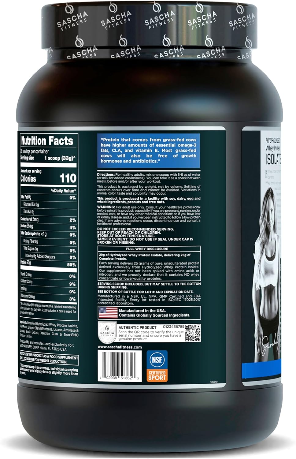 SASCHA FITNESS Hydrolyzed Whey Protein Isolate,100% Grass-Fed (2 Pounds, Vanilla) - Image 4