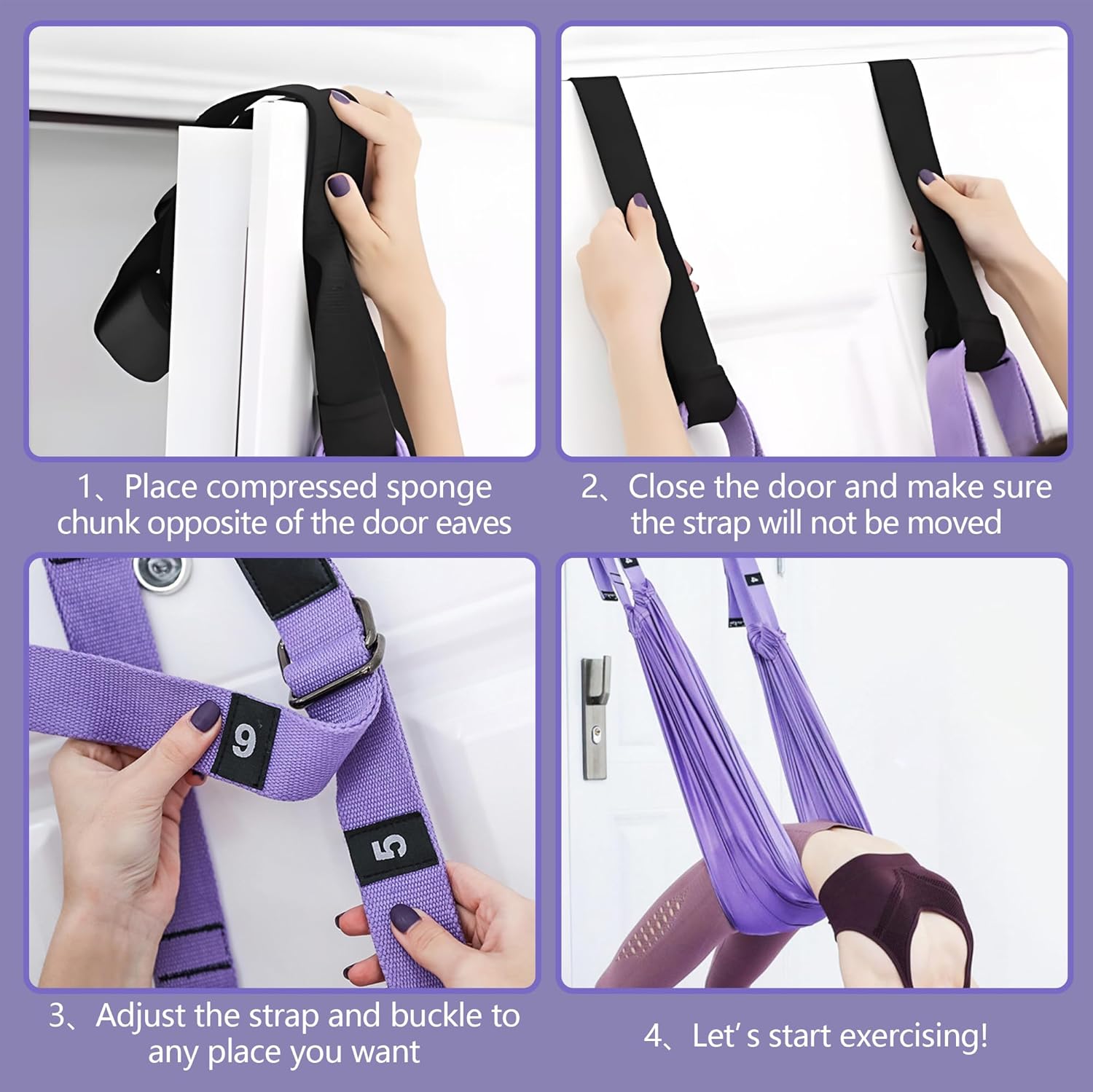 Leg Stretcher Strap, Stretching Equipment with Door Anchor Flexibility Trainer Backbend Assist for Dance Aerial Yoga Ballet Leg Stretching Exercise - Image 7