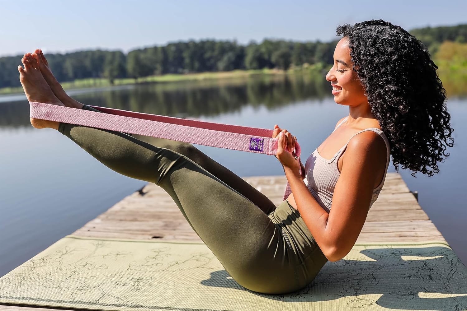 Adaptive Yoga Strap, Stretching Strap, 2 Inches Wide, 100% Naturally Soft Cotton, Steel D-Rings, Includes Natural Cotton Drawstring Storage Pouch and Instructional E-Book - Image 7