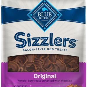Blue Buffalo Sizzlers Natural Soft Dog Treats, Bacon-Style Soft-Moist Dog Treats with Real USA Pork, Original Flavor, 6-oz Bag