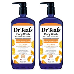 Dr Teal’s Body Wash with Pure Epsom Salt, Glow & Radiance with Vitamin C & Citrus Essential Oils, 24oz (Pack of 2)